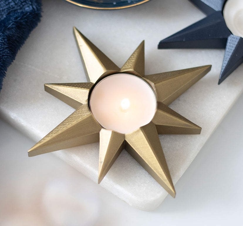 Gold Star Resin Tealight Holder (inc tealight)