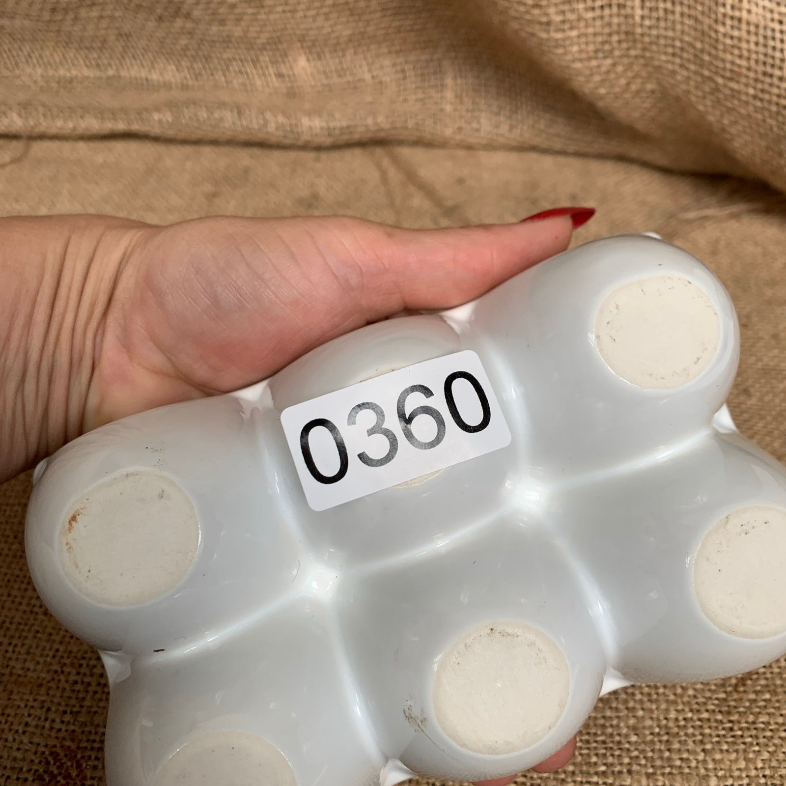 Vintage White Ceramic Egg Holder / Storage