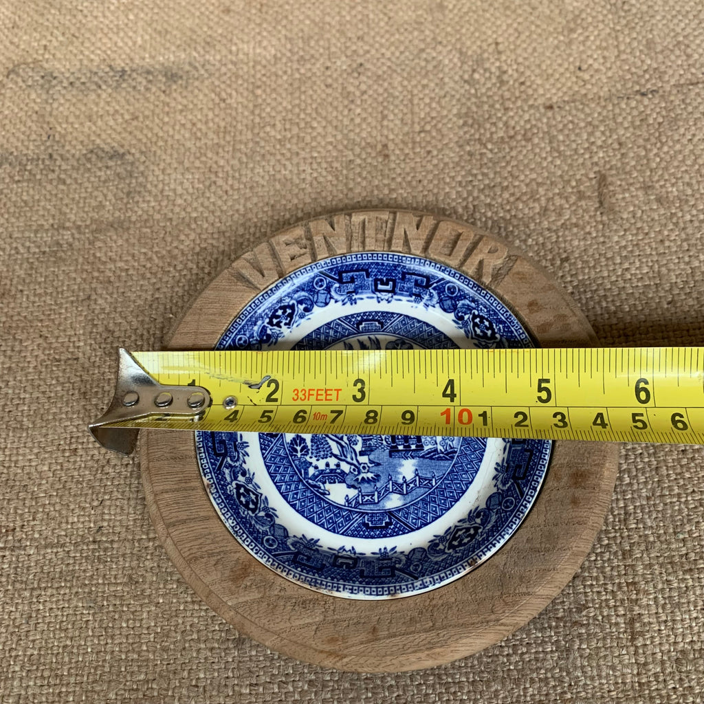 Vintage Carved Wooden Butter Dish - Ventnor - Willow Pattern - Isle Of White
