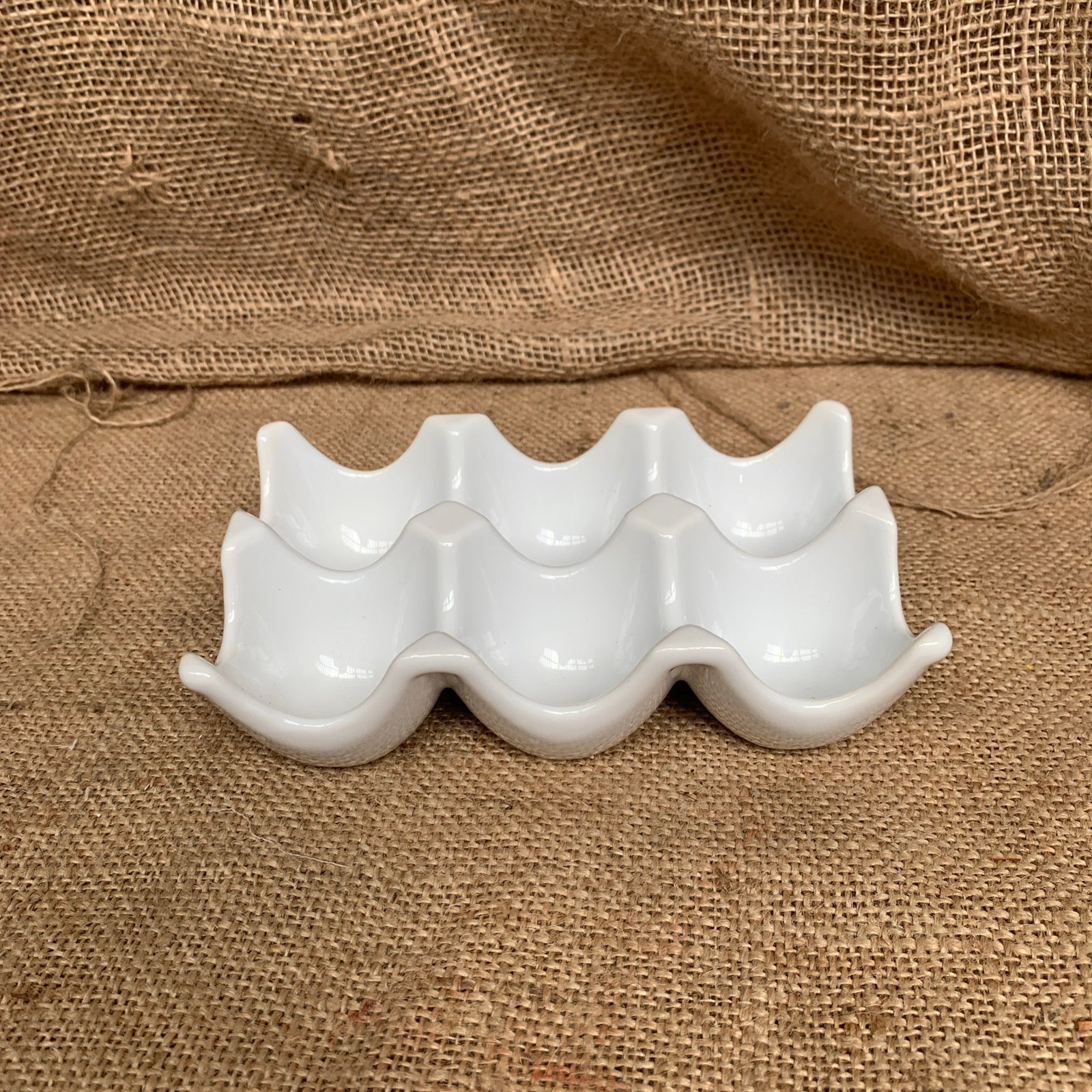 Vintage White Ceramic Egg Holder / Storage
