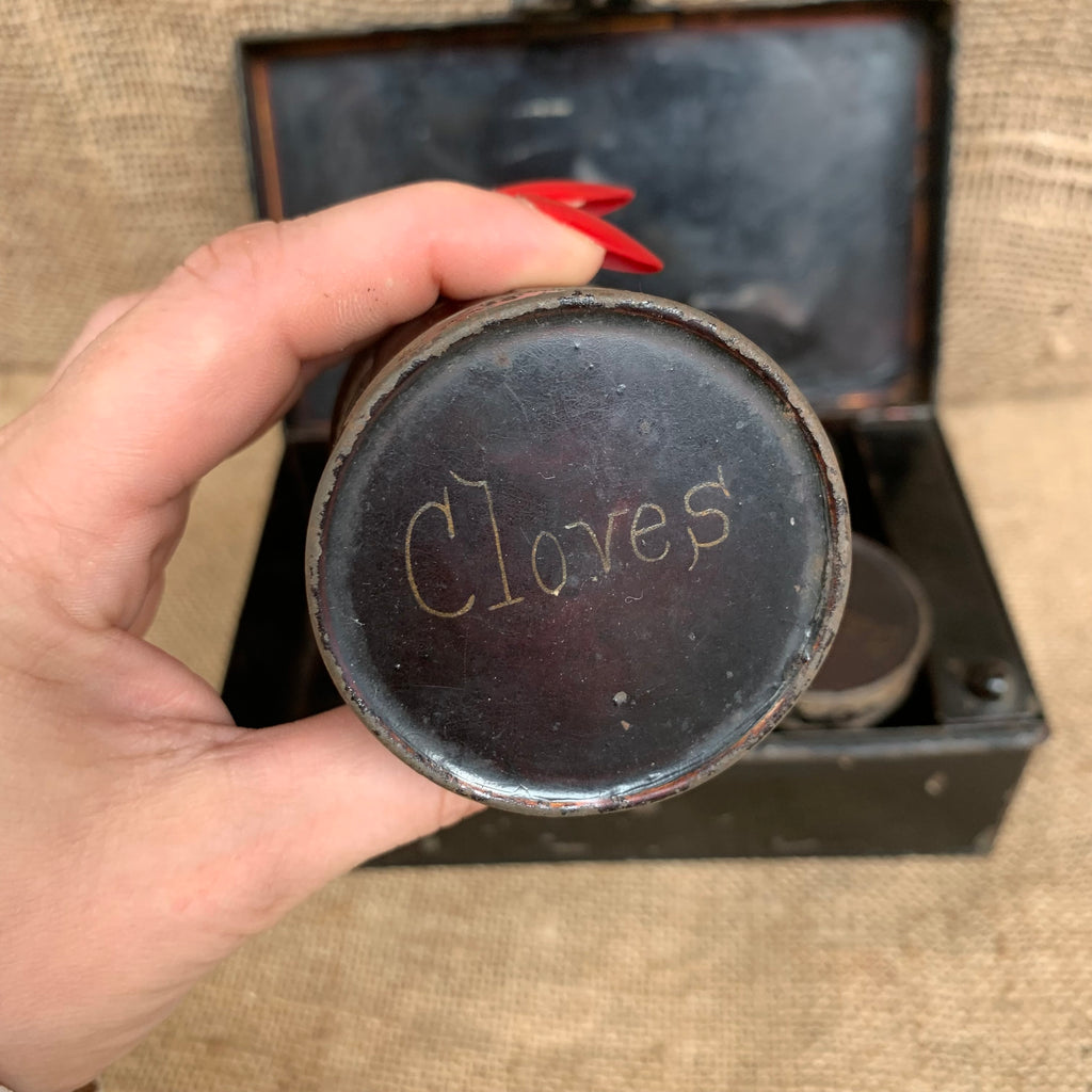 Antique Toleware Spice Box - Kitchenalia - Farmhouse