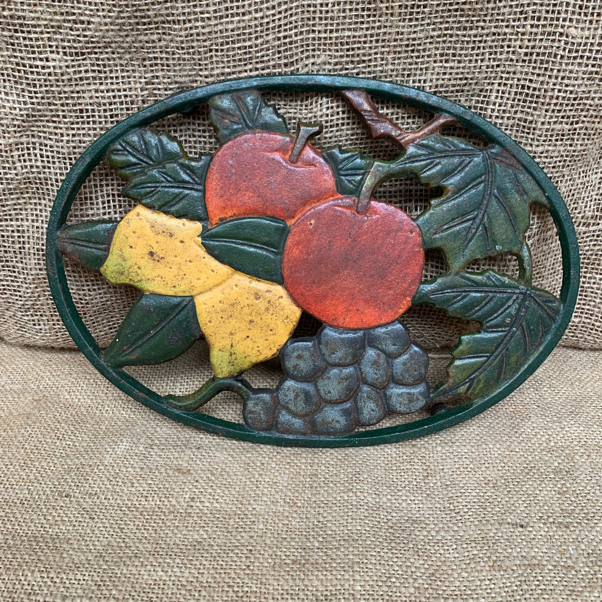 Painted Cast Iron Fruit Trivet Pot Rest - Farmhouse Kitchen