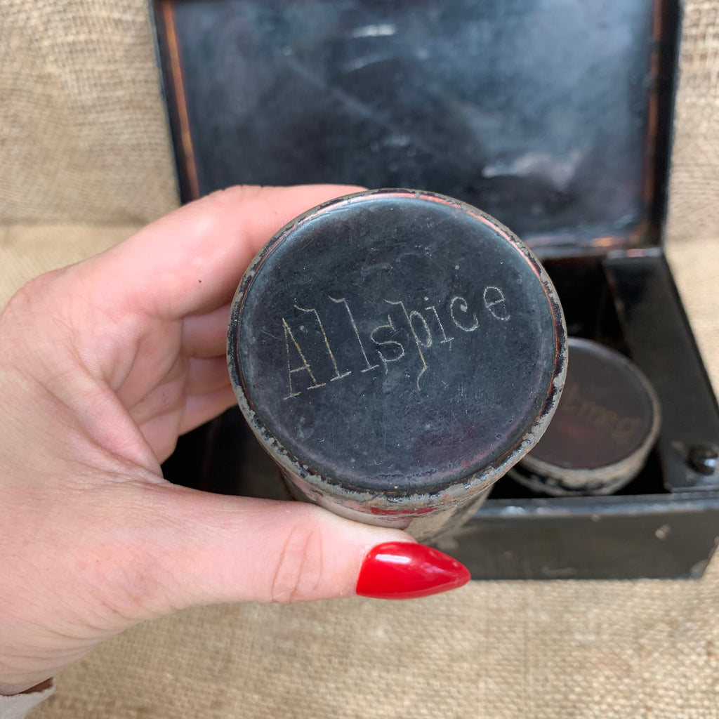 Antique Toleware Spice Box - Kitchenalia - Farmhouse