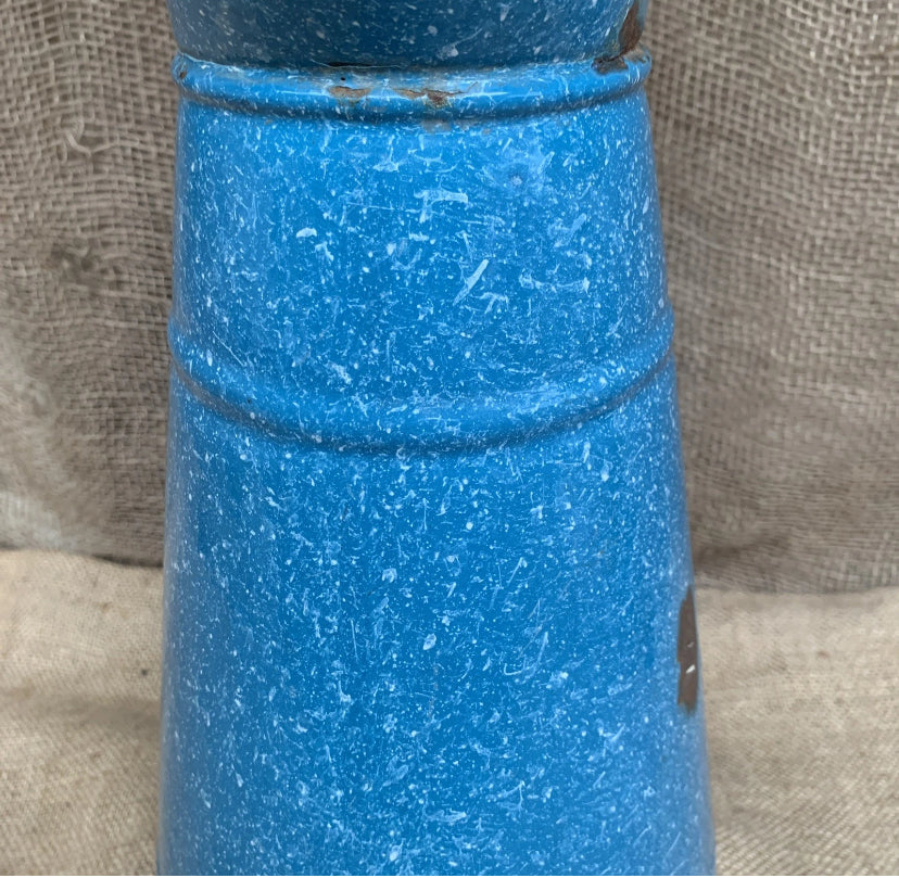 Enamel Jug / Vintage - Marbled Blue French Vase - Large - Farmhouse- Rustic