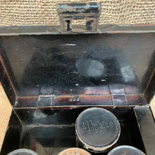 Antique Toleware Spice Box - Kitchenalia - Farmhouse