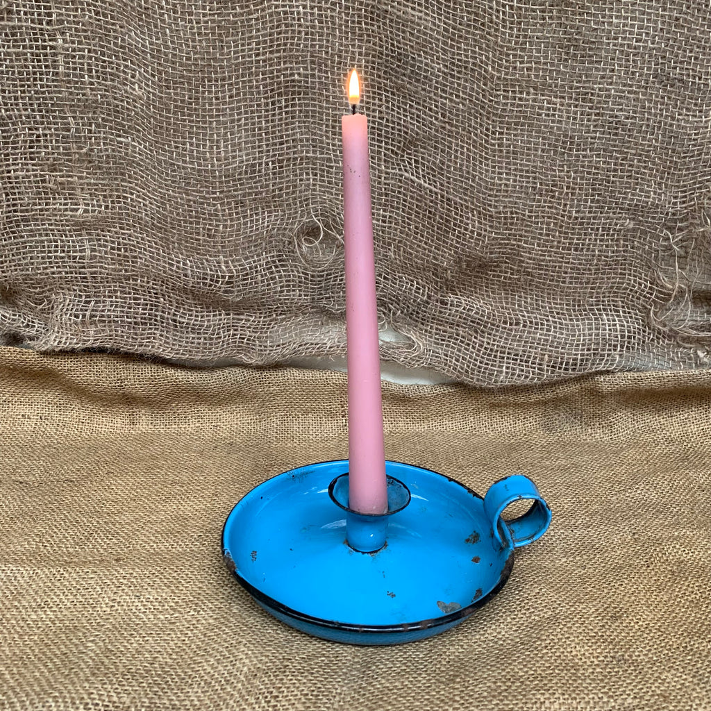 Blue Enamel Candle Stick Holder