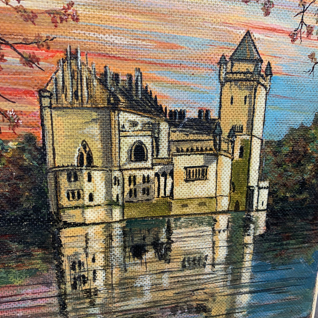 Castle on the lake - painting on board