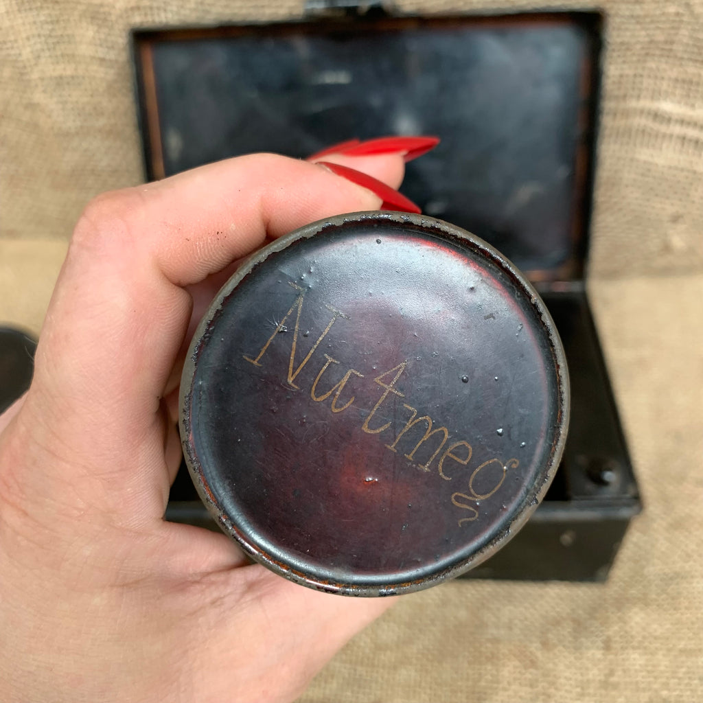 Antique Toleware Spice Box - Kitchenalia - Farmhouse