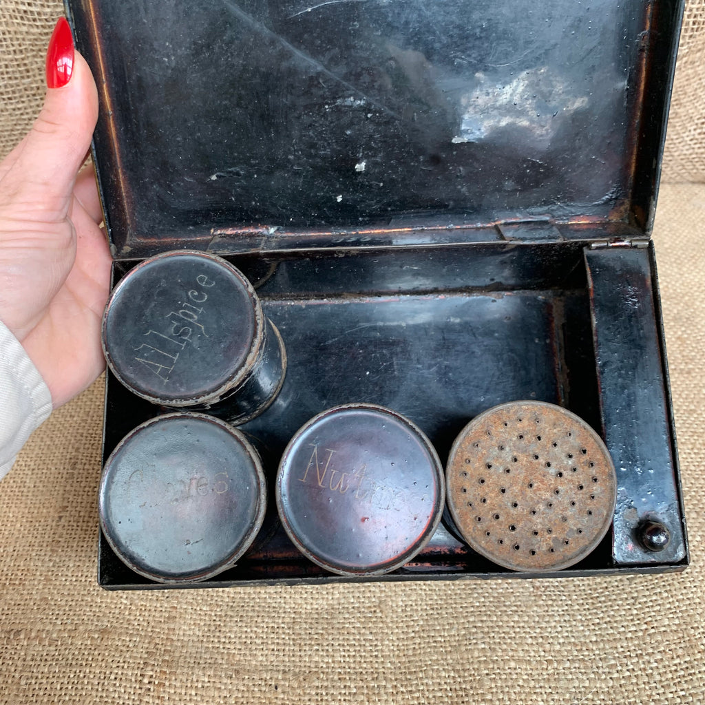 Antique Toleware Spice Box - Kitchenalia - Farmhouse