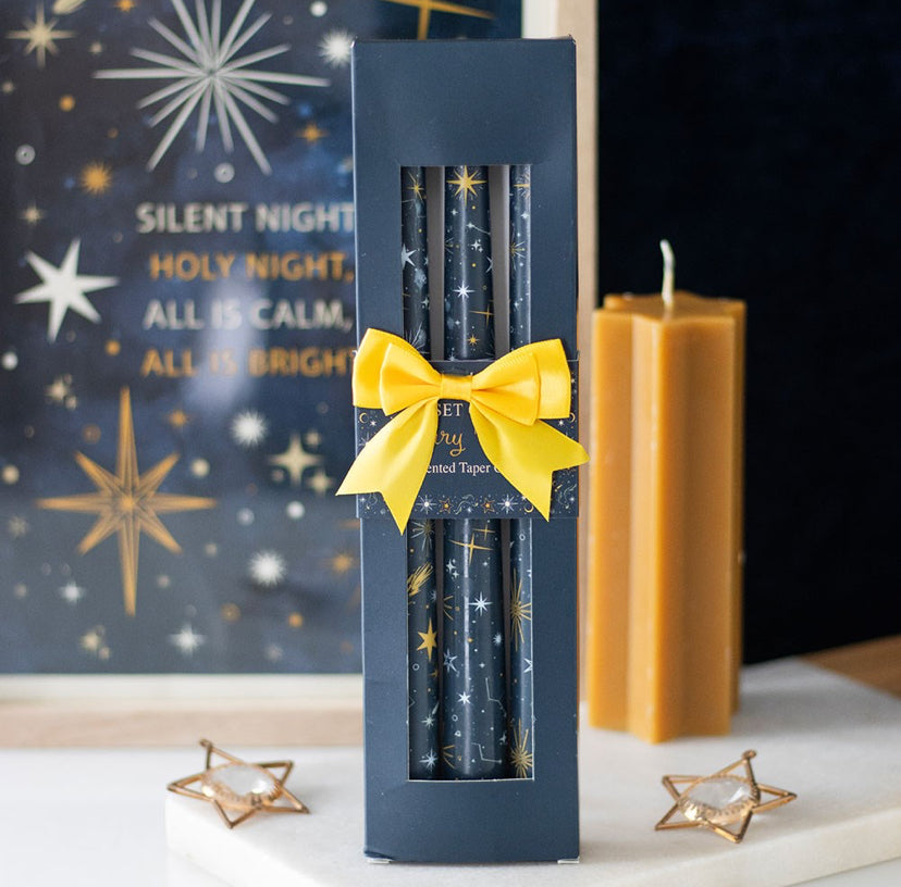 SET OF 3 STARRY NIGHT TAPER CANDLES