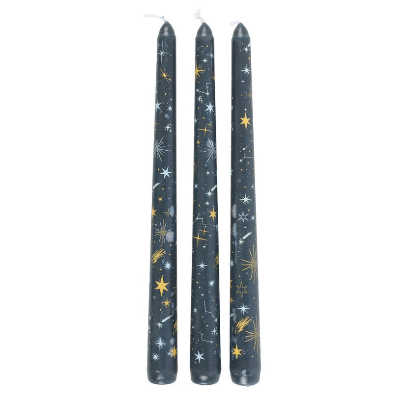 SET OF 3 STARRY NIGHT TAPER CANDLES