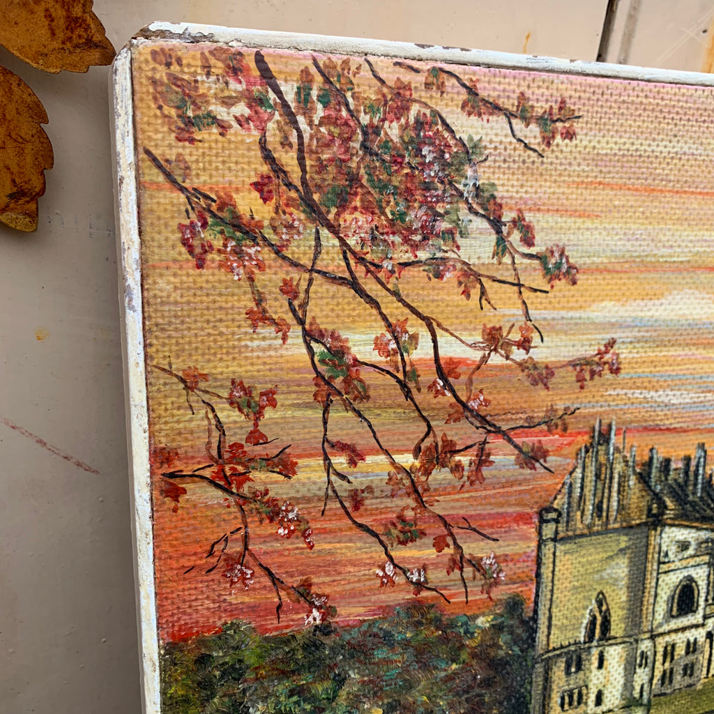 Castle on the lake - painting on board