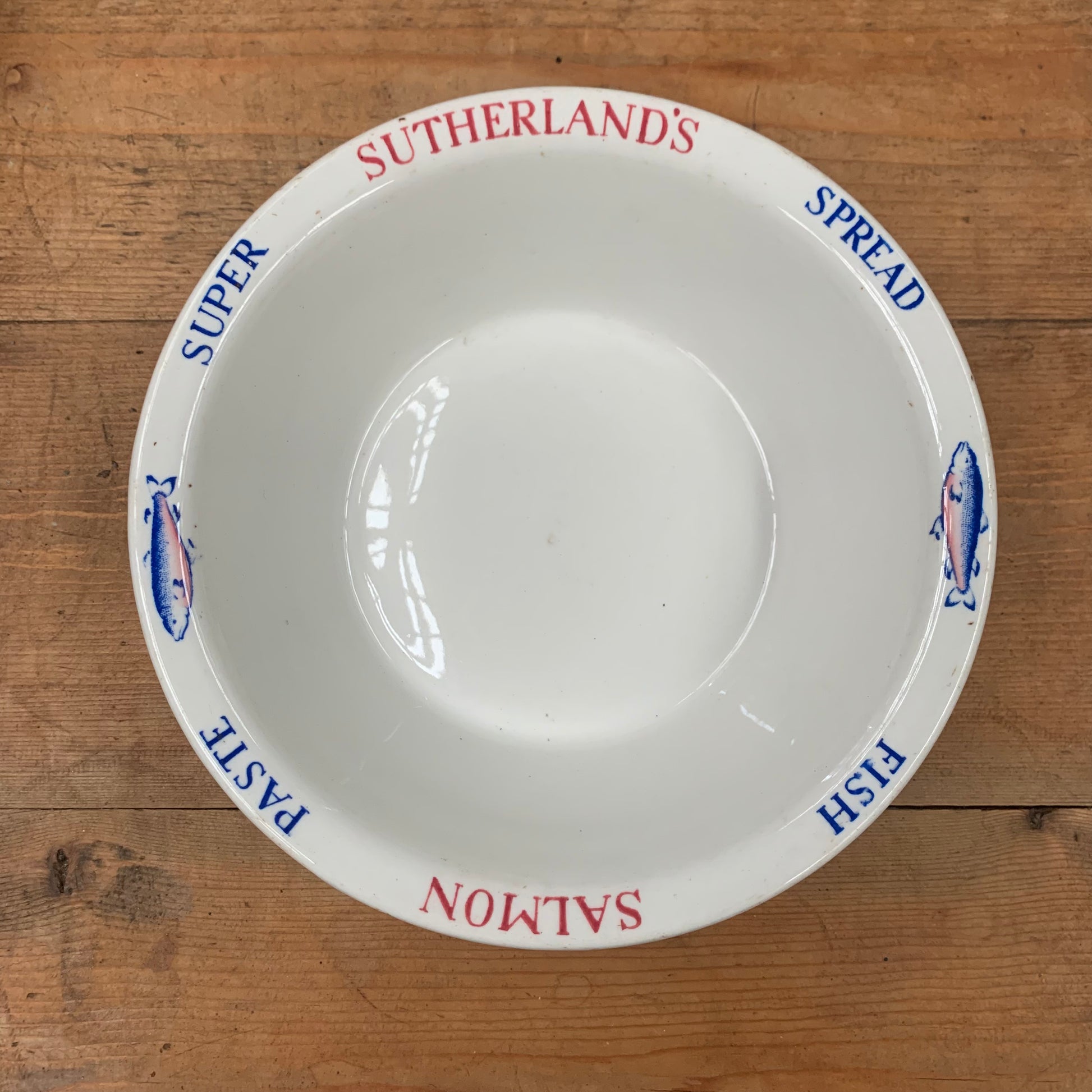 Vintage Ironstone Advertising Dish - Sutherland’s Spread - Salmon Fish Spread