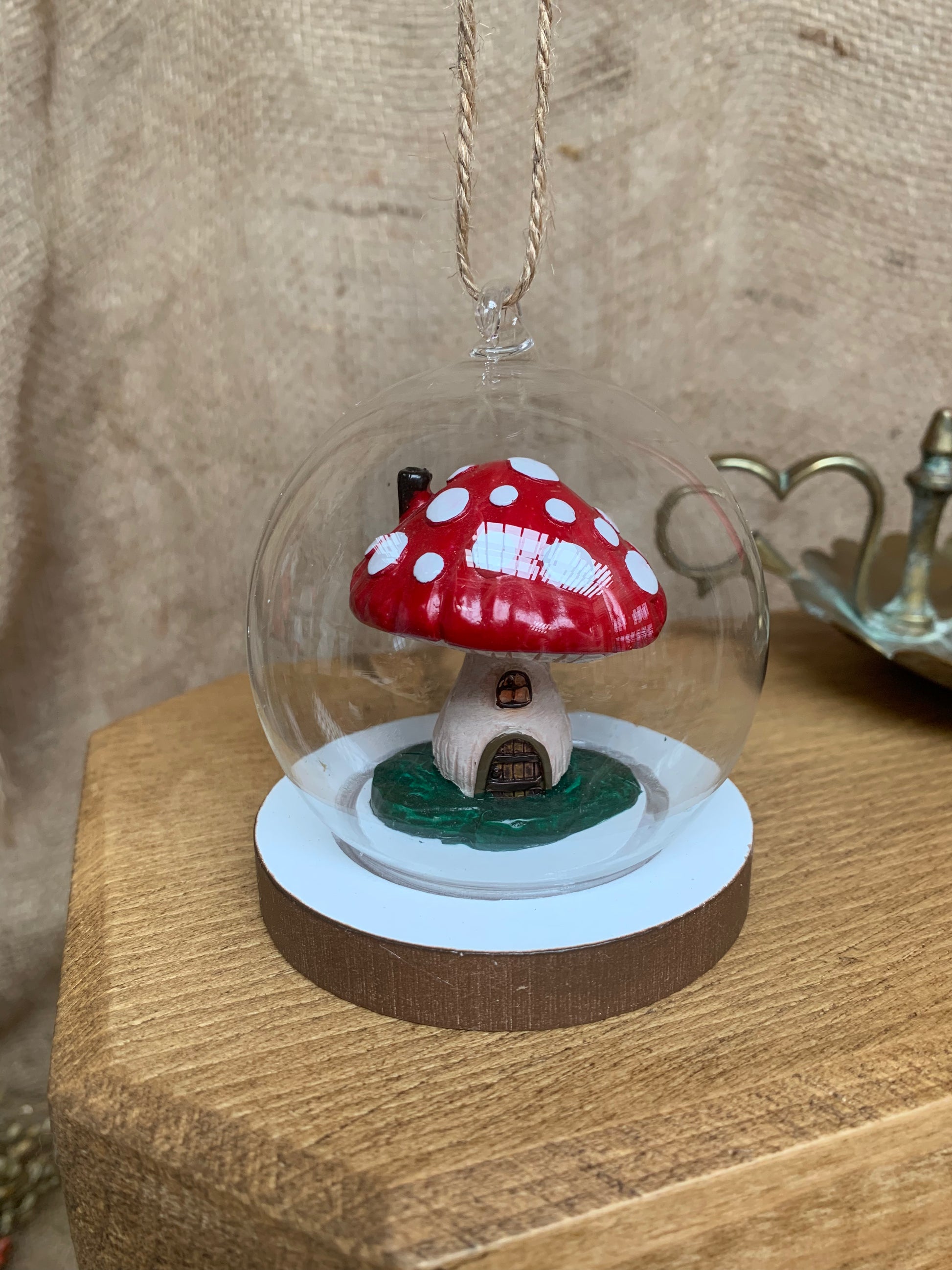 Mushroom House Glass Dome Hanging Decoration