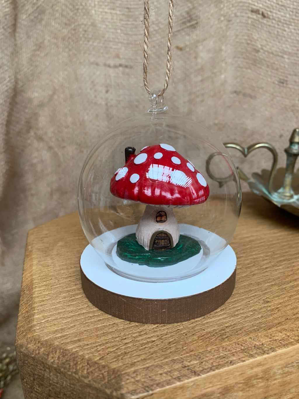 Mushroom House Glass Dome Hanging Decoration