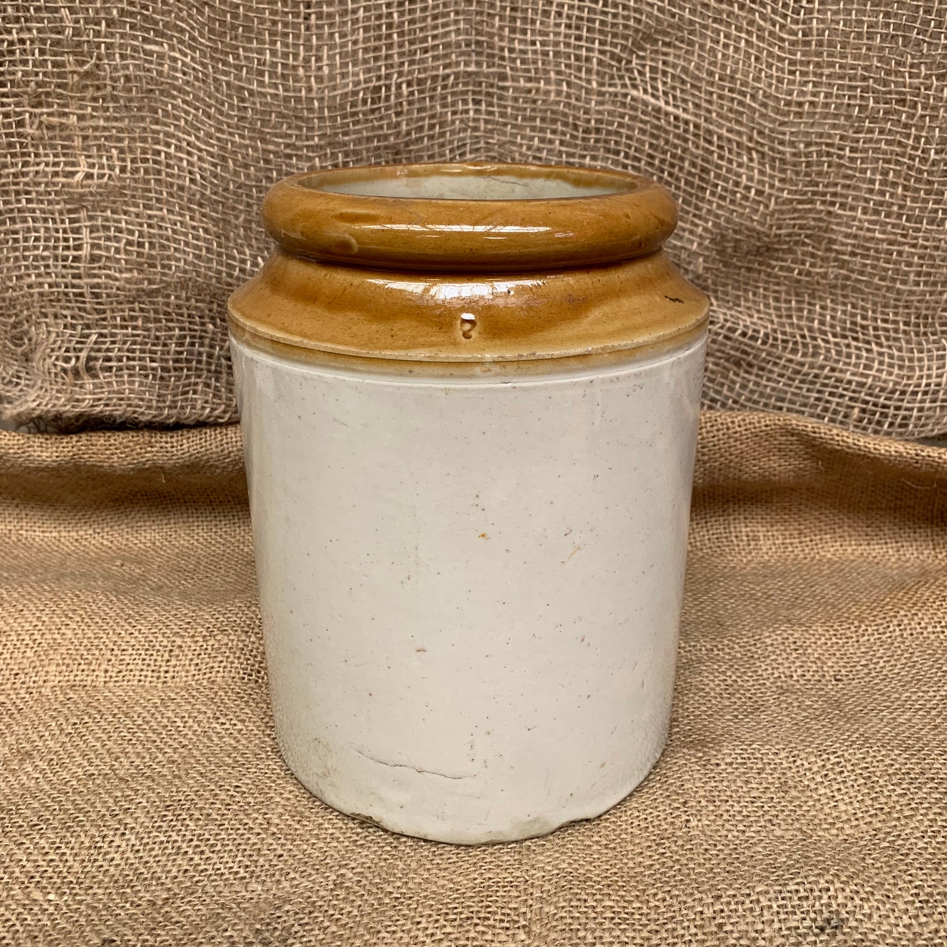 Vintage Stoneware Jar / Utensil Holder / Pickling Jar Farmhouse Kitchen - Large