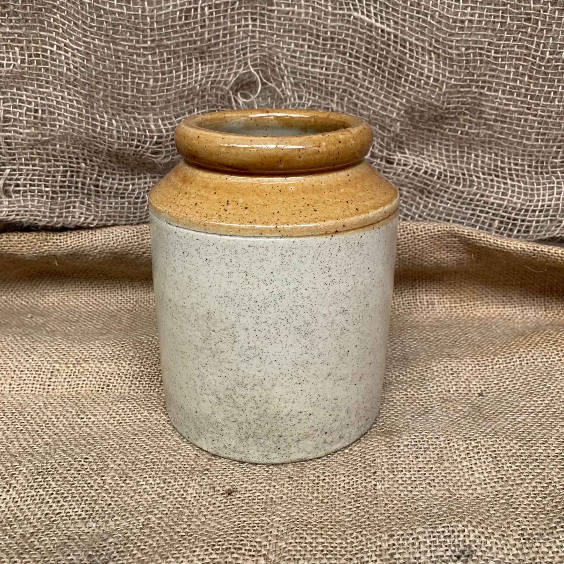 Vintage Stoneware Jar / Utensil Holder / Pickling Jar Farmhouse Kitchen - Small