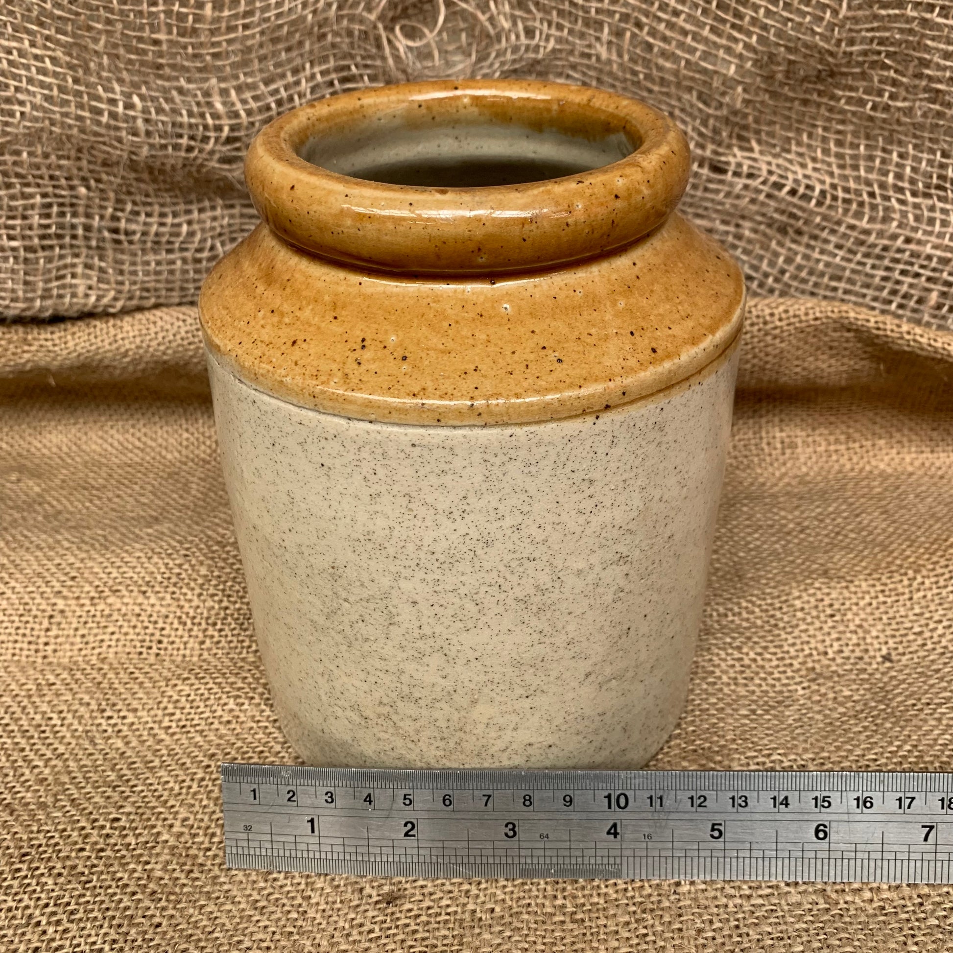 Vintage Stoneware Jar / Utensil Holder / Pickling Jar Farmhouse Kitchen - Small