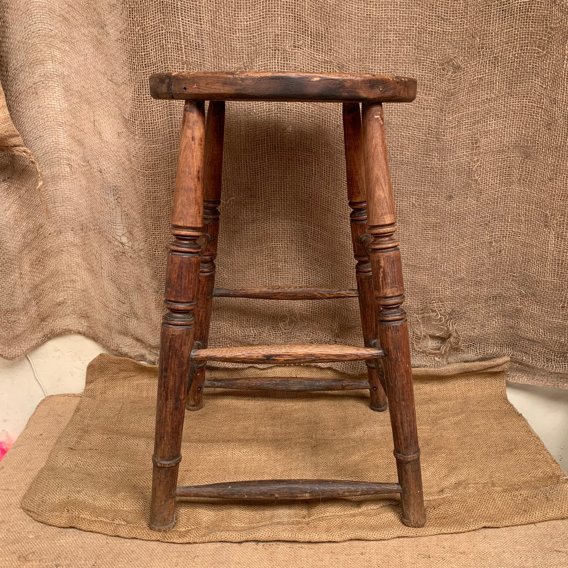 Antique Tall Wooden Stool