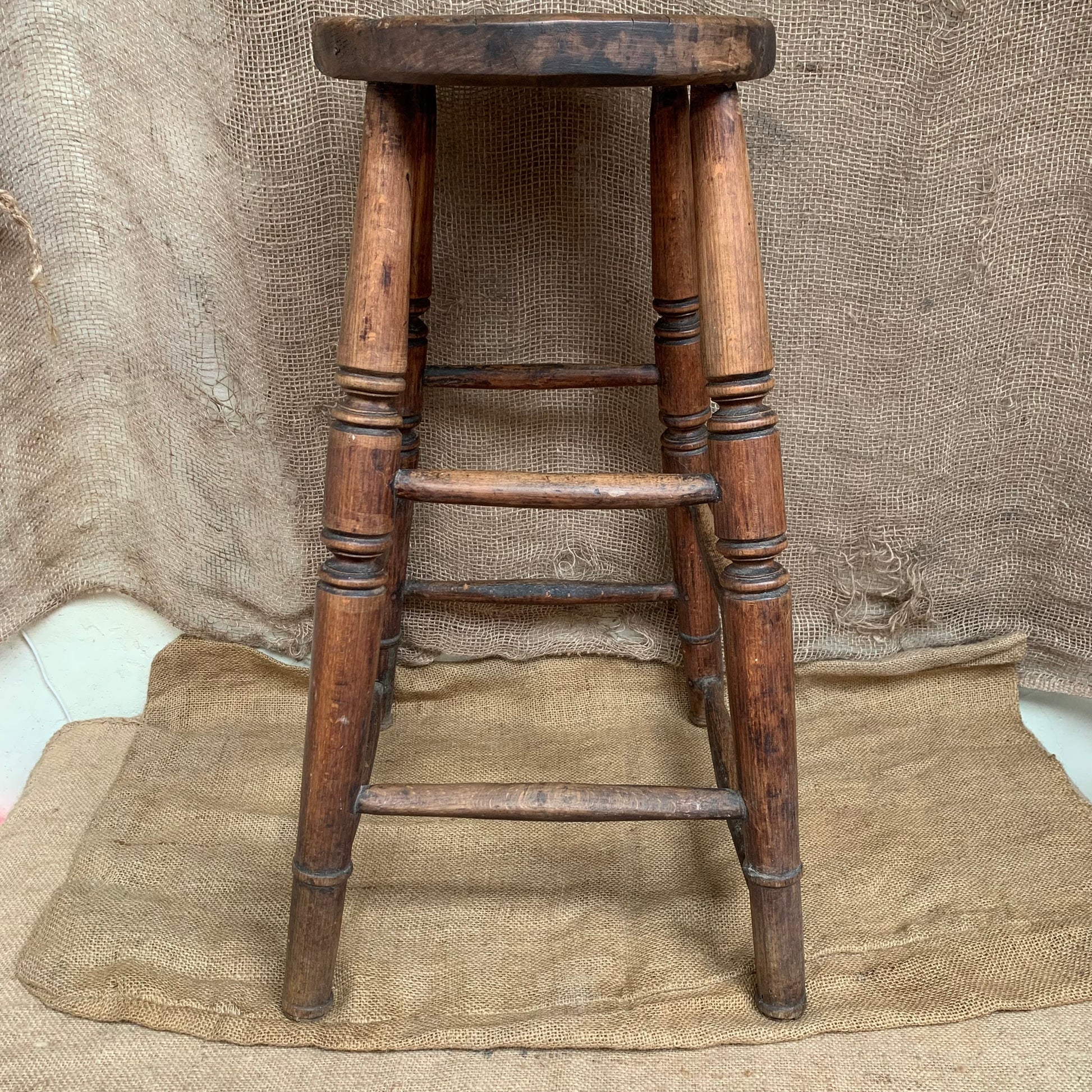 Antique Tall Wooden Stool