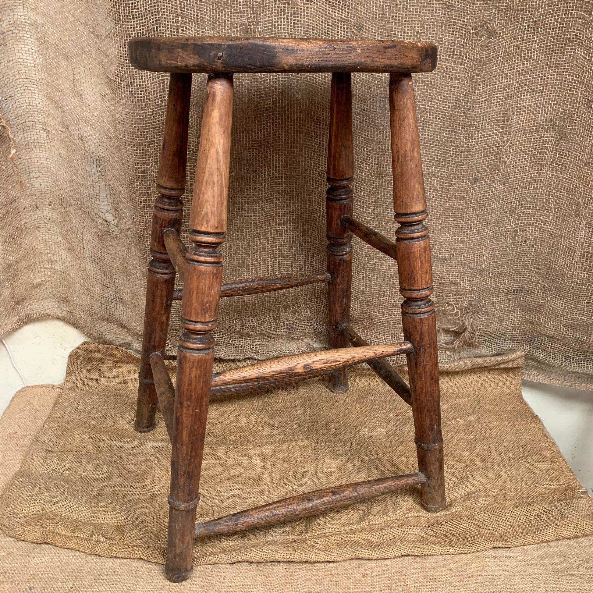 Antique Tall Wooden Stool