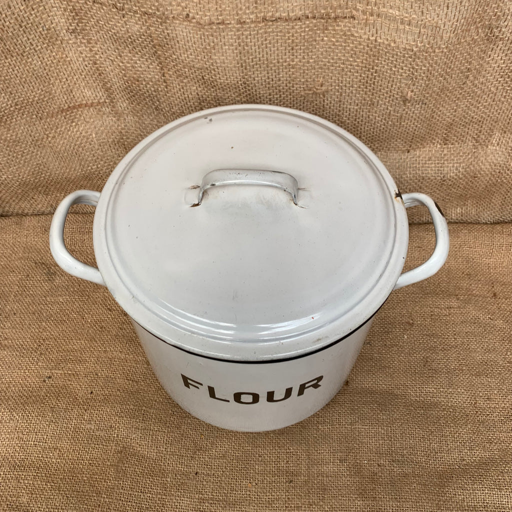 Vintage Enamel Flour Bin / Storage / Farmhouse / Cottage Kitchen