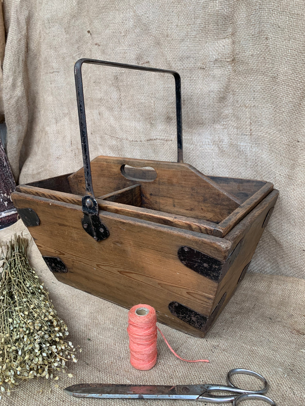 Victorian Pine Housemaid's Box, with a compartmented lift-out tray