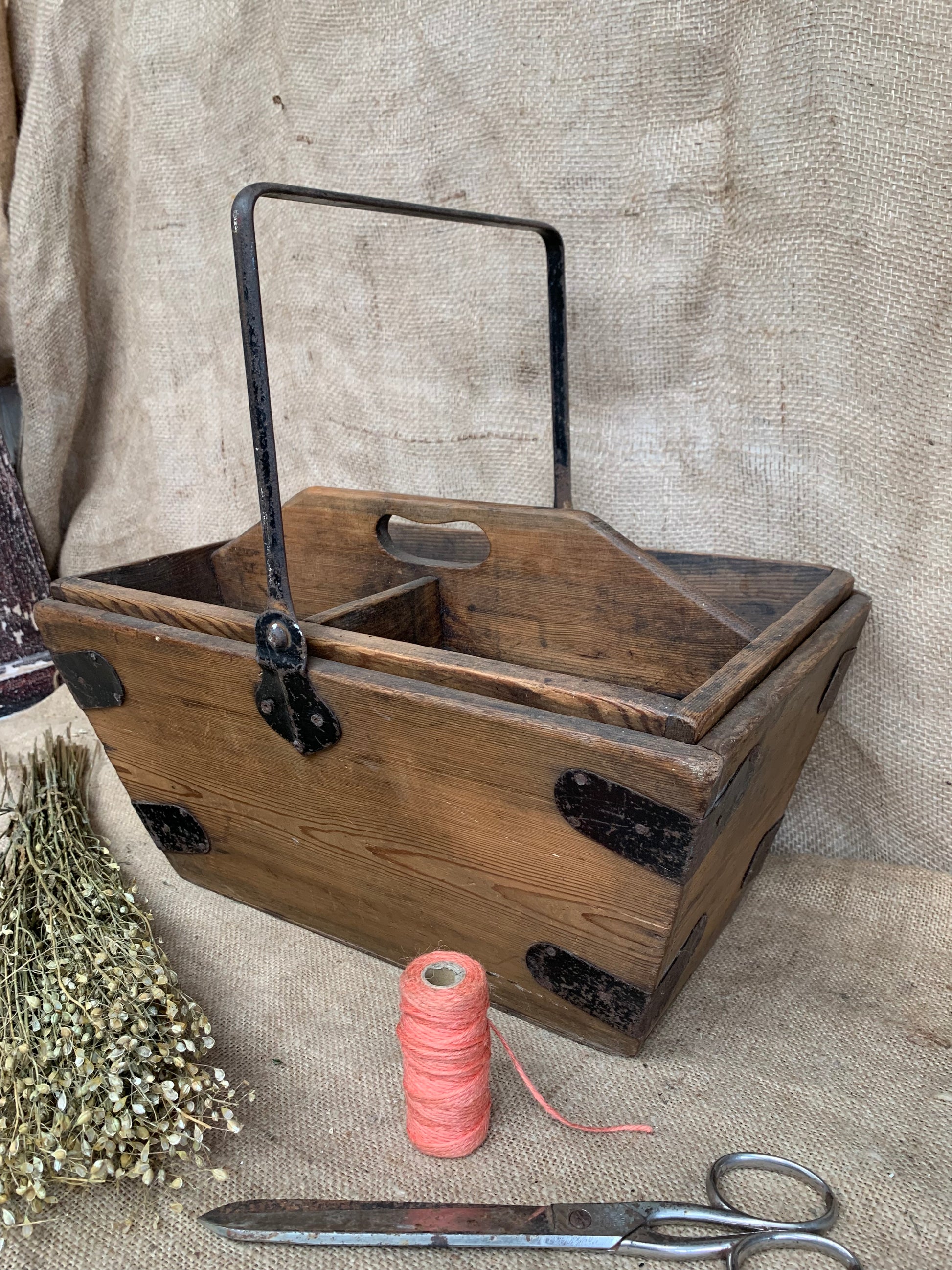 Victorian Pine Housemaid's Box, with a compartmented lift-out tray