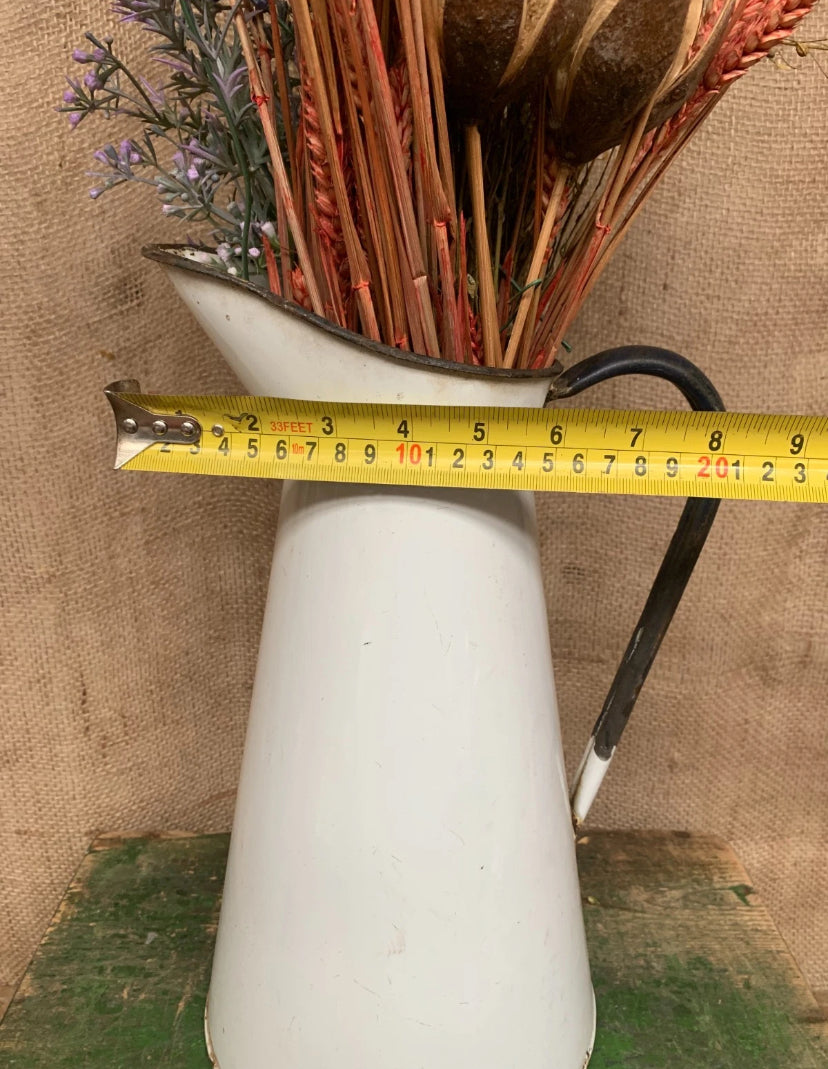 French Enamel Jug / Vase - Farmhouse - Cottage - Rustic